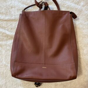 Fossil leather brown backpack